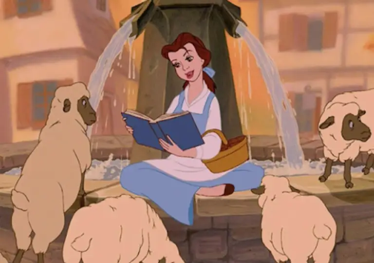 Belle Reading by fountain