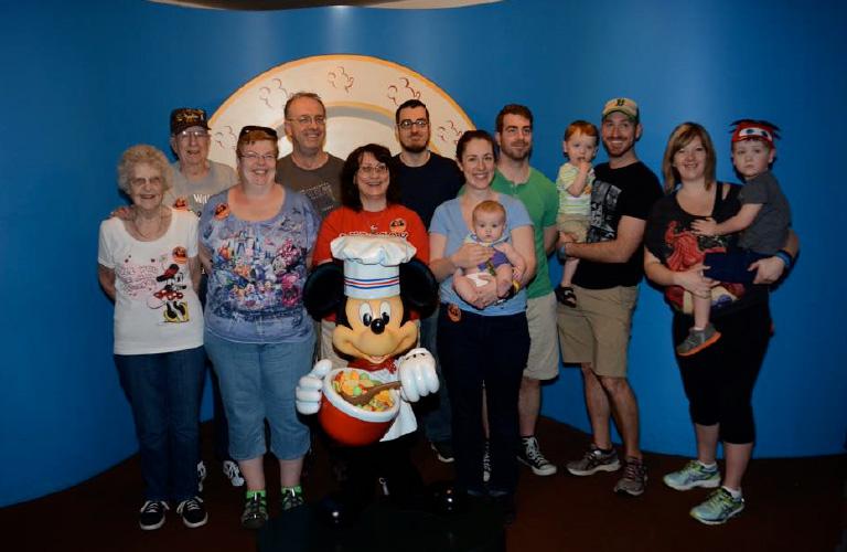 Large Family with Mickey Mouse as a chef