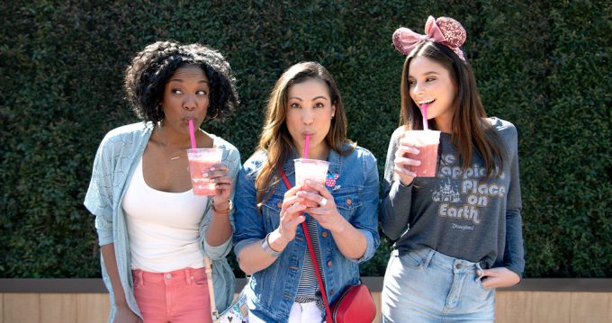 3 girls posing at Disney California adventure land
