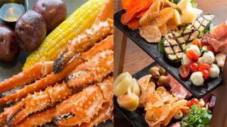 Paddlefish Crab Legs and Terralina Antipasti Tower