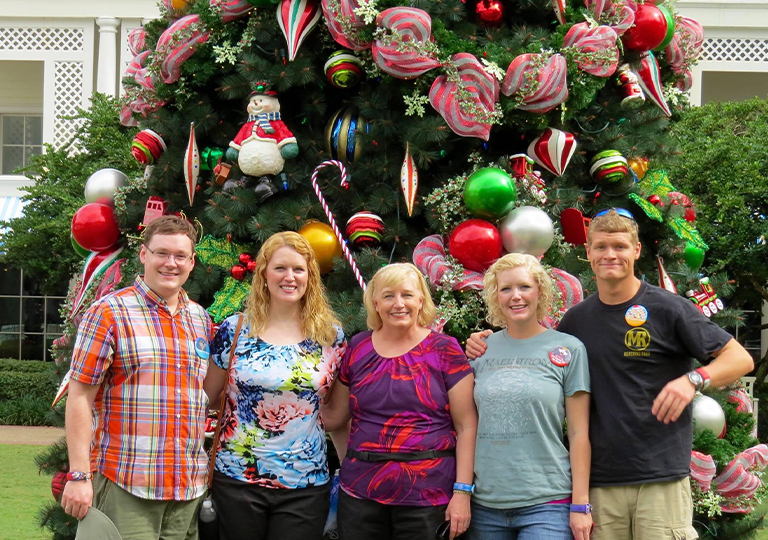 Family at Disney at Christmas