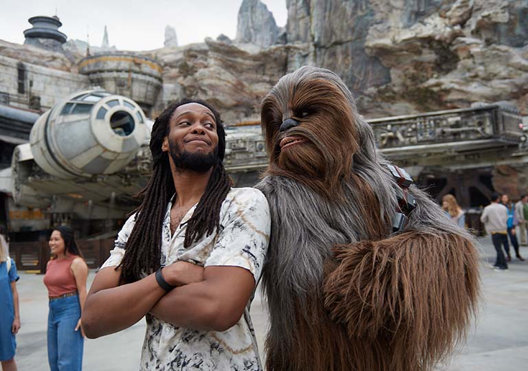 Man and Chewy At Disney Star War