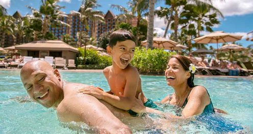 Family swimming
