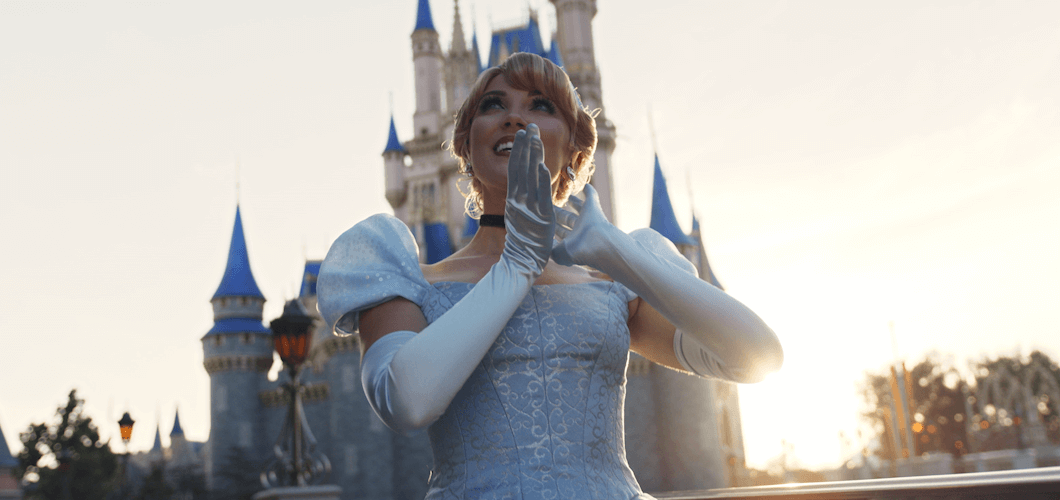 Cinderella in front of castle