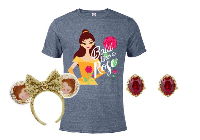Belle t-shirt with Belle headband and ruby red studded earrings