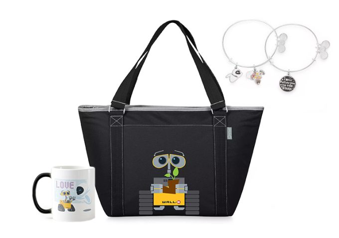 WALLE cooler tote, WALLE and EVE magic mug, WALLE and EVE bangle set for Valentine's Day 