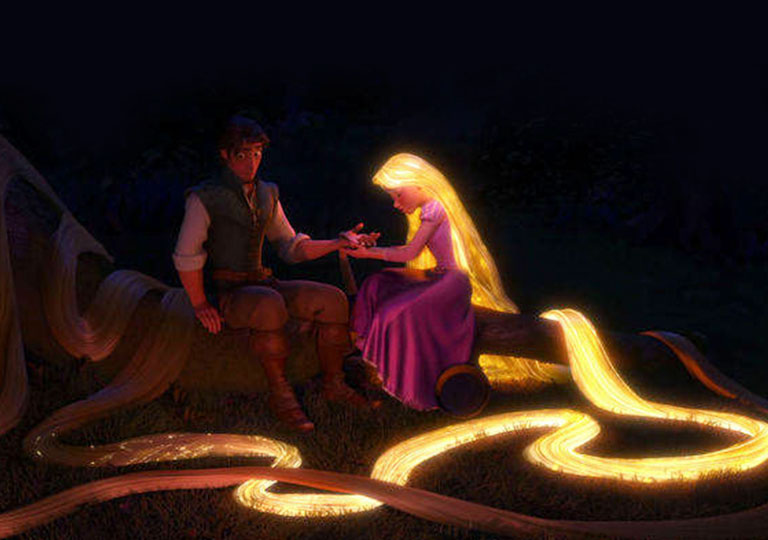 Rapunzel using her healing powers