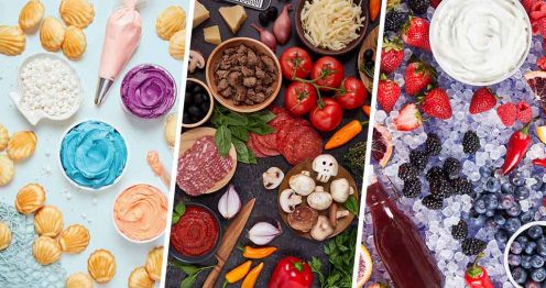 Clamshell cookies, Pizza and smoothie ingredients