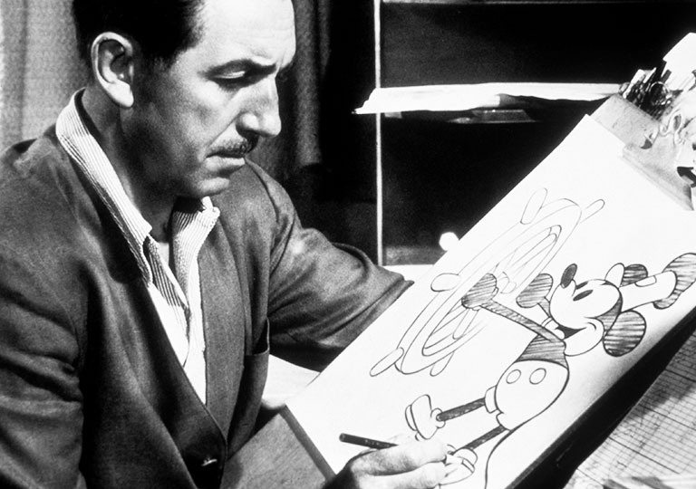 Walt drawing Steamboat Willie