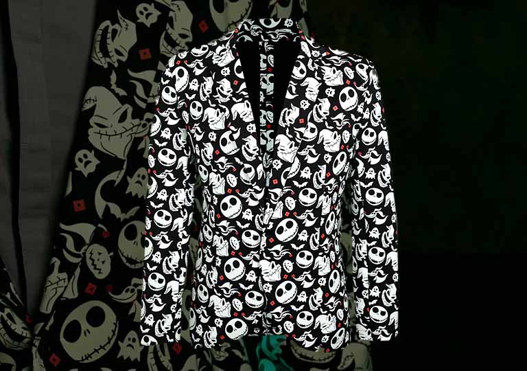 The Nightmare Before Christmas Glow-in-the-Dark Half Suit and Light-Up Tie for Adults