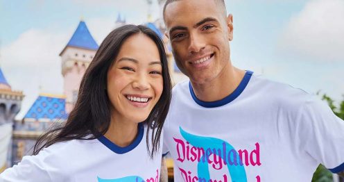 Girl and guy wearing Disney merch
