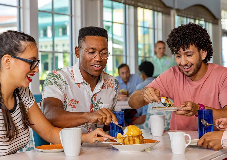 Guests eating