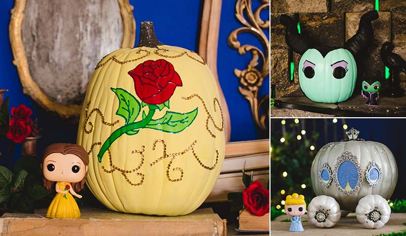 Belle, Maleficent and Cinderella DIY pumpkins