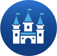 Castle icon in a blue circle
