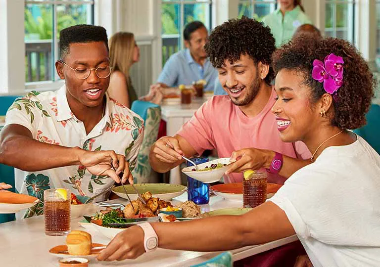 Guests dining at Disney’s Caribbean Beach Resort