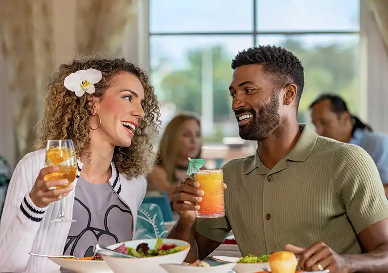 Couple enjoying drinks