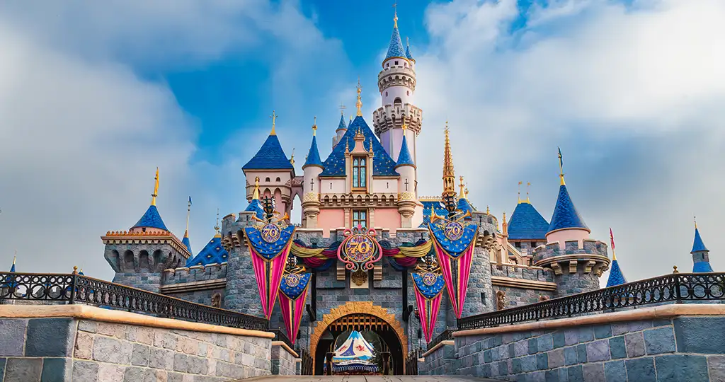 Castle with 70th Celebration Banners