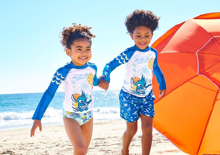 kids wearing Lilo and Stitch swimwear