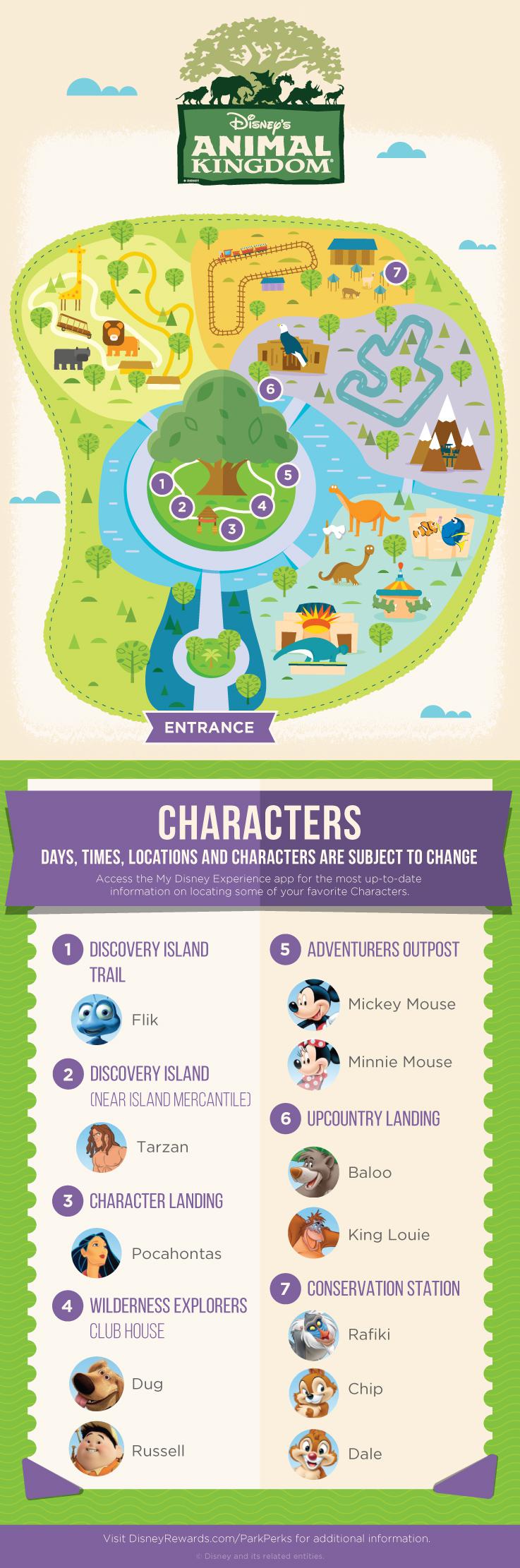 Disney Animal Kingdom Character Experience Map