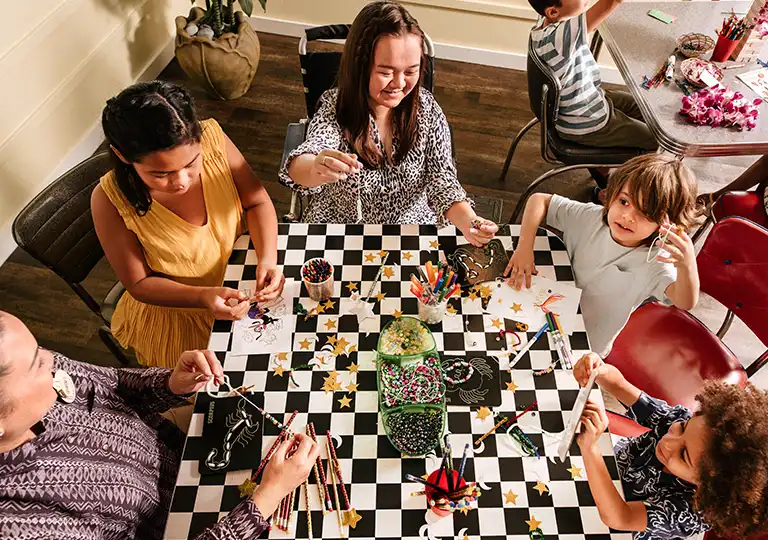 Family sitting around table