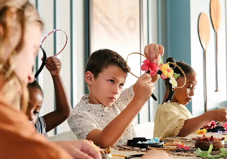 Kids crafting Mickey Ears