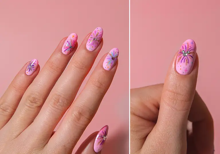 Finger nails with Disneyland 70th design