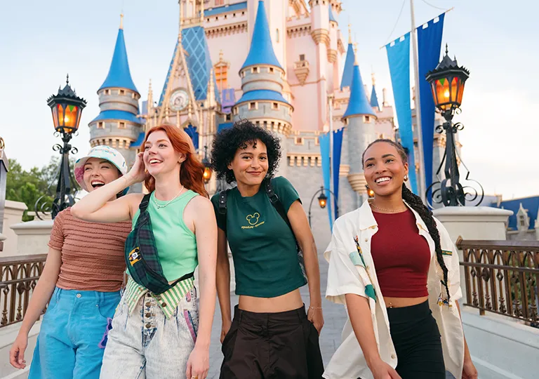 Guests in front of castle