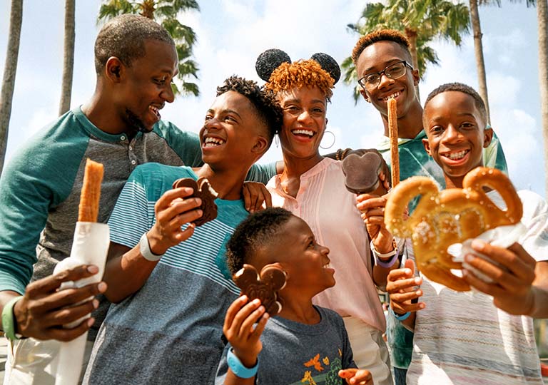 Family with Disney food treats