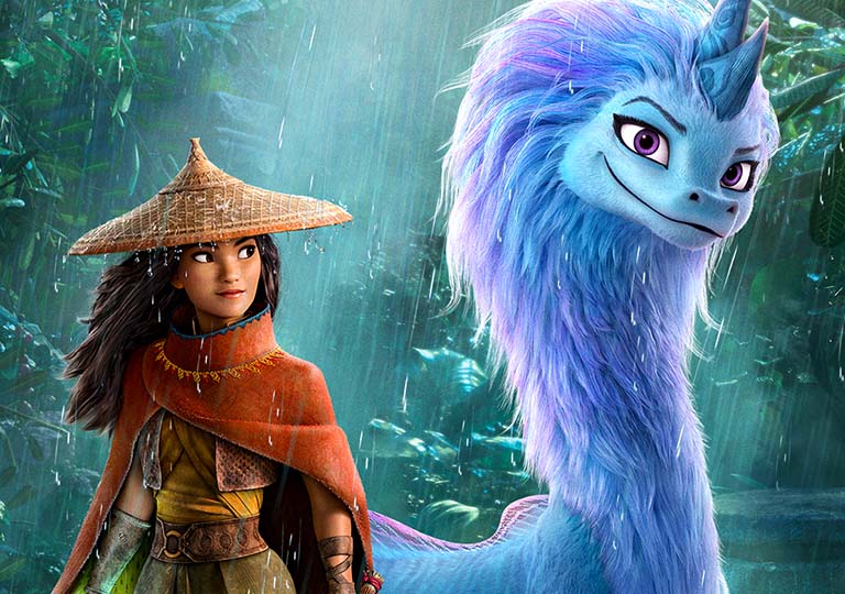 Raya and Sisu posing