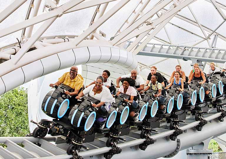 Guests on TRON ride