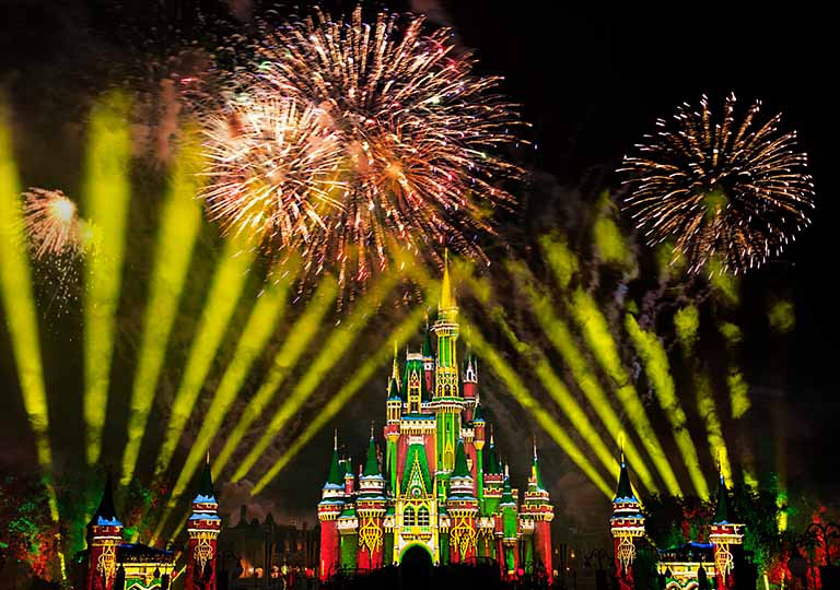 Disney holiday castle fireworks