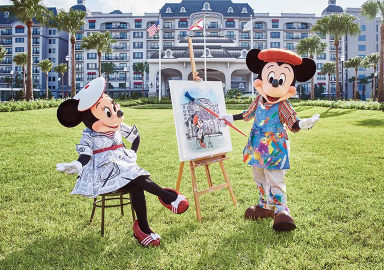 Mickey Mouse and Minnie Mouse painting