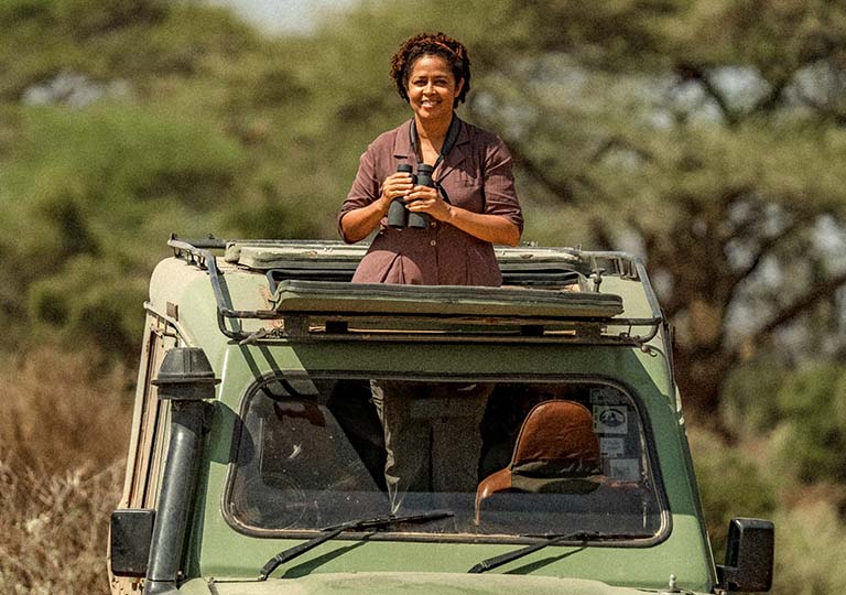 Dr. Kahumbu in a vehicle