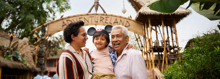 A family in front of an archway