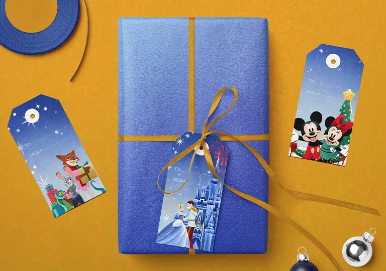 Holiday Tags featuring characters from Zootopia, Cinderella as well as Mickey and Minnie Mouse.