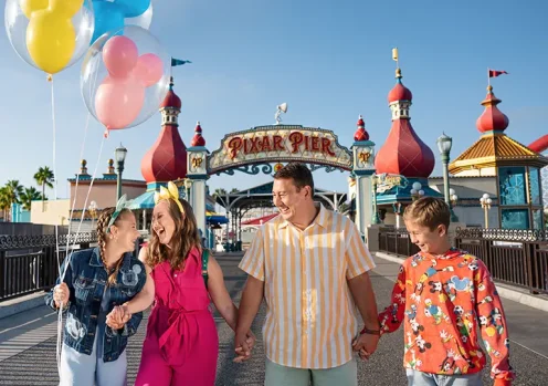 Guests at Pixar Pier 