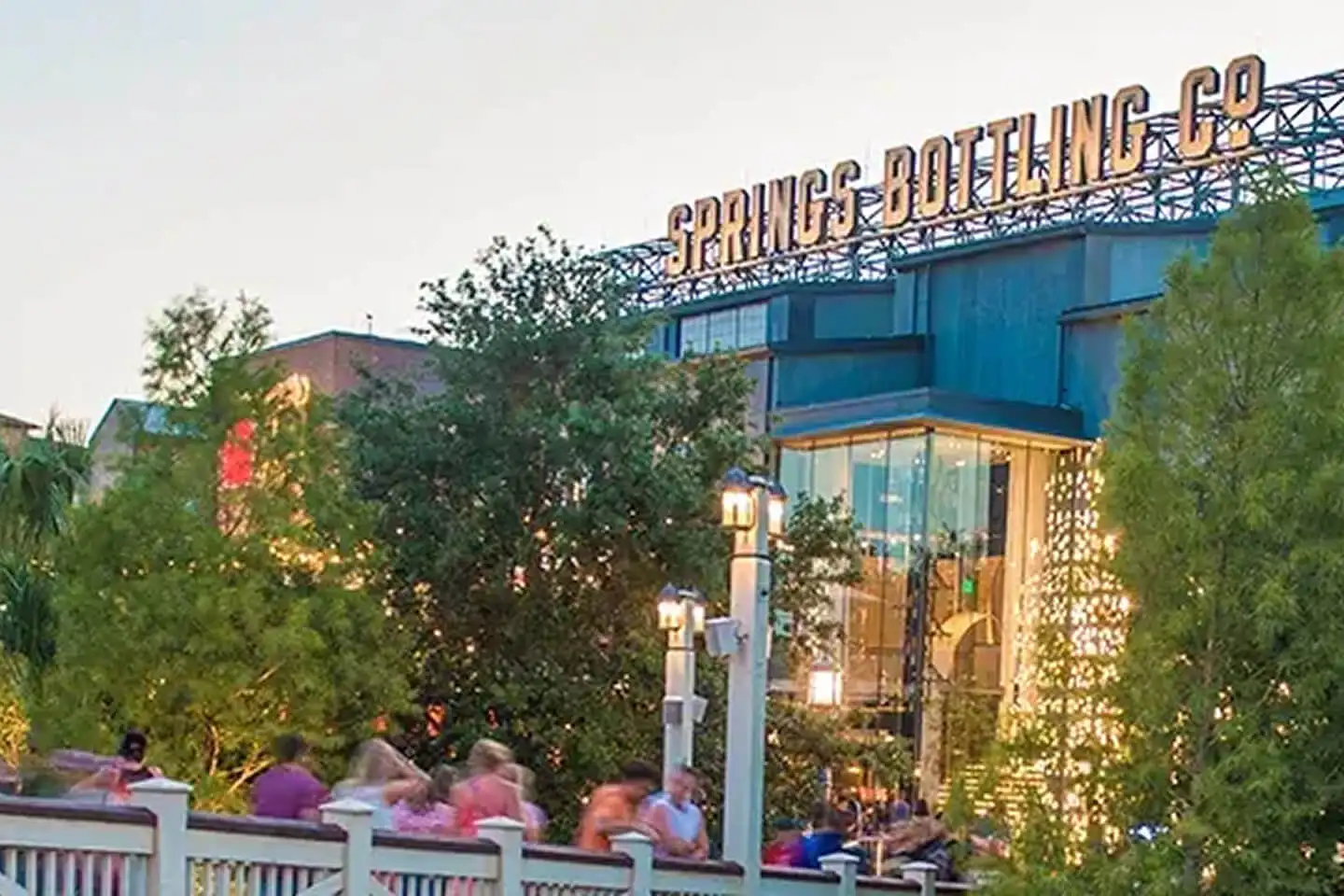 Banner of Springs Bottling Co. at Disney Springs in Orlando.