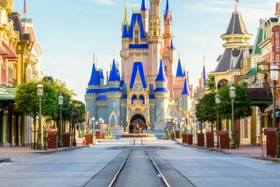 Main Street U.S.A. walkway to Cinderella Castle at Magic Kingdom.